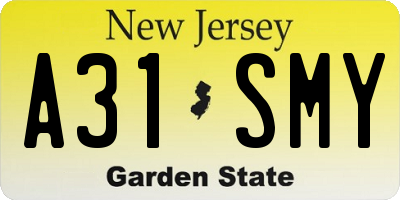 NJ license plate A31SMY