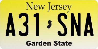 NJ license plate A31SNA