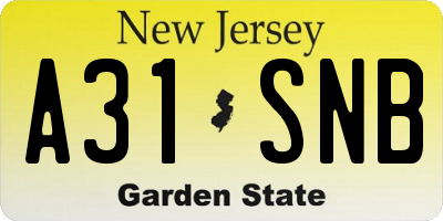 NJ license plate A31SNB