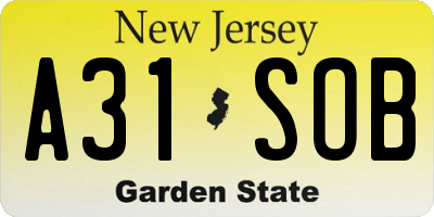NJ license plate A31SOB