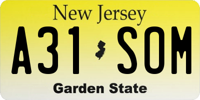 NJ license plate A31SOM
