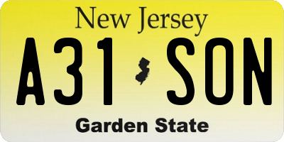 NJ license plate A31SON
