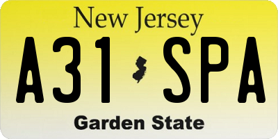 NJ license plate A31SPA