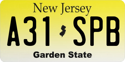 NJ license plate A31SPB