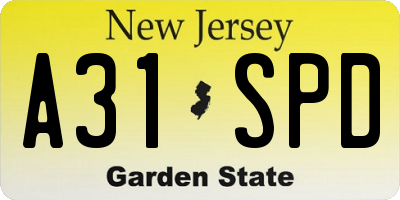 NJ license plate A31SPD