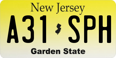 NJ license plate A31SPH