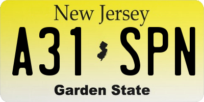 NJ license plate A31SPN