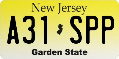 NJ license plate A31SPP