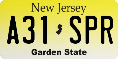 NJ license plate A31SPR