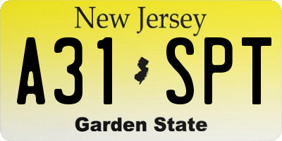 NJ license plate A31SPT
