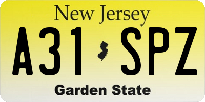 NJ license plate A31SPZ
