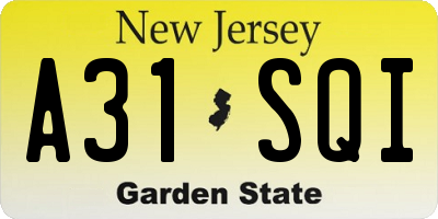 NJ license plate A31SQI