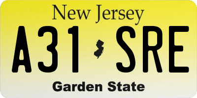 NJ license plate A31SRE