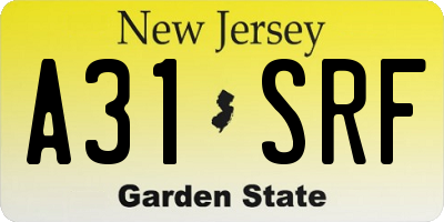 NJ license plate A31SRF