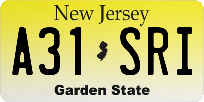 NJ license plate A31SRI