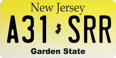 NJ license plate A31SRR