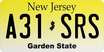NJ license plate A31SRS