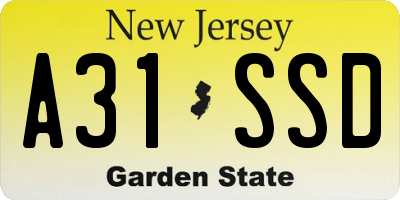 NJ license plate A31SSD