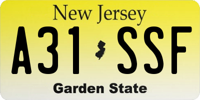 NJ license plate A31SSF