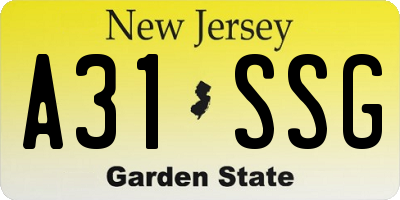NJ license plate A31SSG