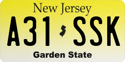 NJ license plate A31SSK