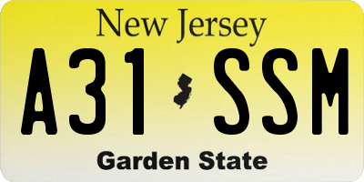 NJ license plate A31SSM