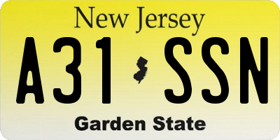 NJ license plate A31SSN
