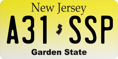 NJ license plate A31SSP