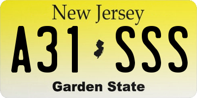 NJ license plate A31SSS