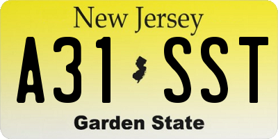 NJ license plate A31SST