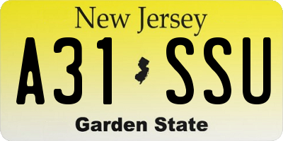 NJ license plate A31SSU