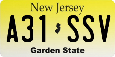 NJ license plate A31SSV
