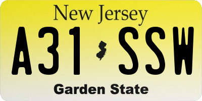 NJ license plate A31SSW