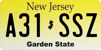 NJ license plate A31SSZ