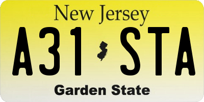 NJ license plate A31STA