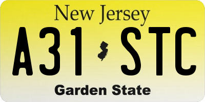NJ license plate A31STC