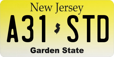 NJ license plate A31STD