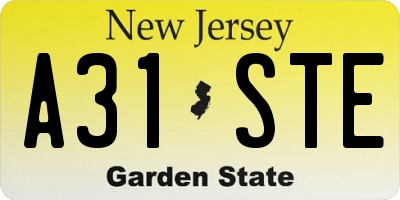 NJ license plate A31STE