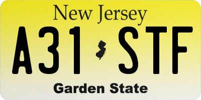 NJ license plate A31STF