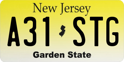 NJ license plate A31STG