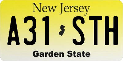 NJ license plate A31STH