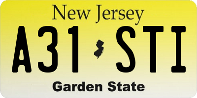 NJ license plate A31STI