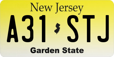 NJ license plate A31STJ