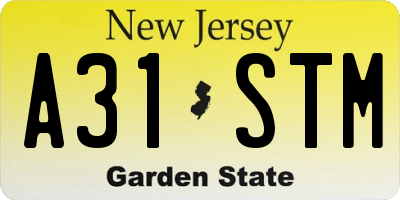 NJ license plate A31STM