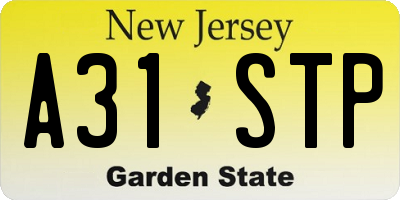 NJ license plate A31STP