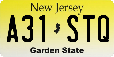 NJ license plate A31STQ