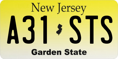 NJ license plate A31STS