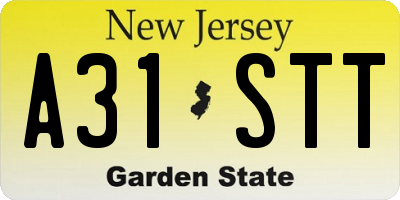 NJ license plate A31STT
