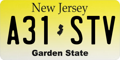 NJ license plate A31STV