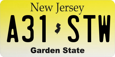 NJ license plate A31STW